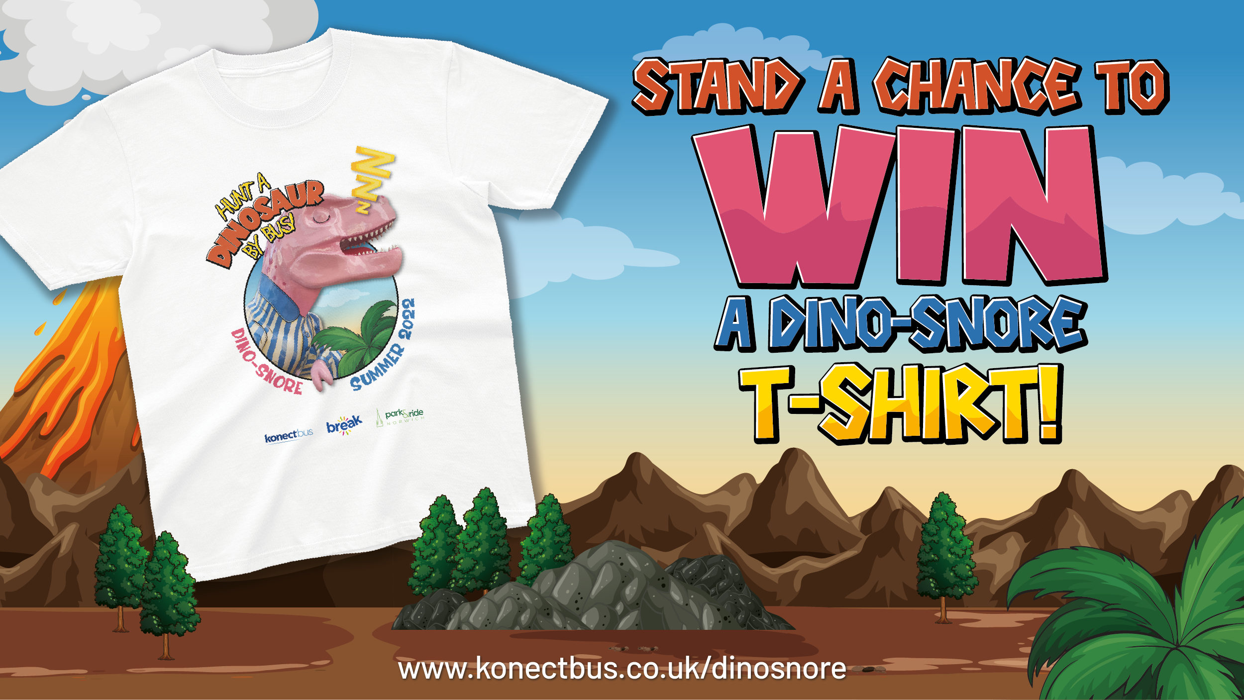 describes that you can stand a chance to win a dinosnore t shirt 
