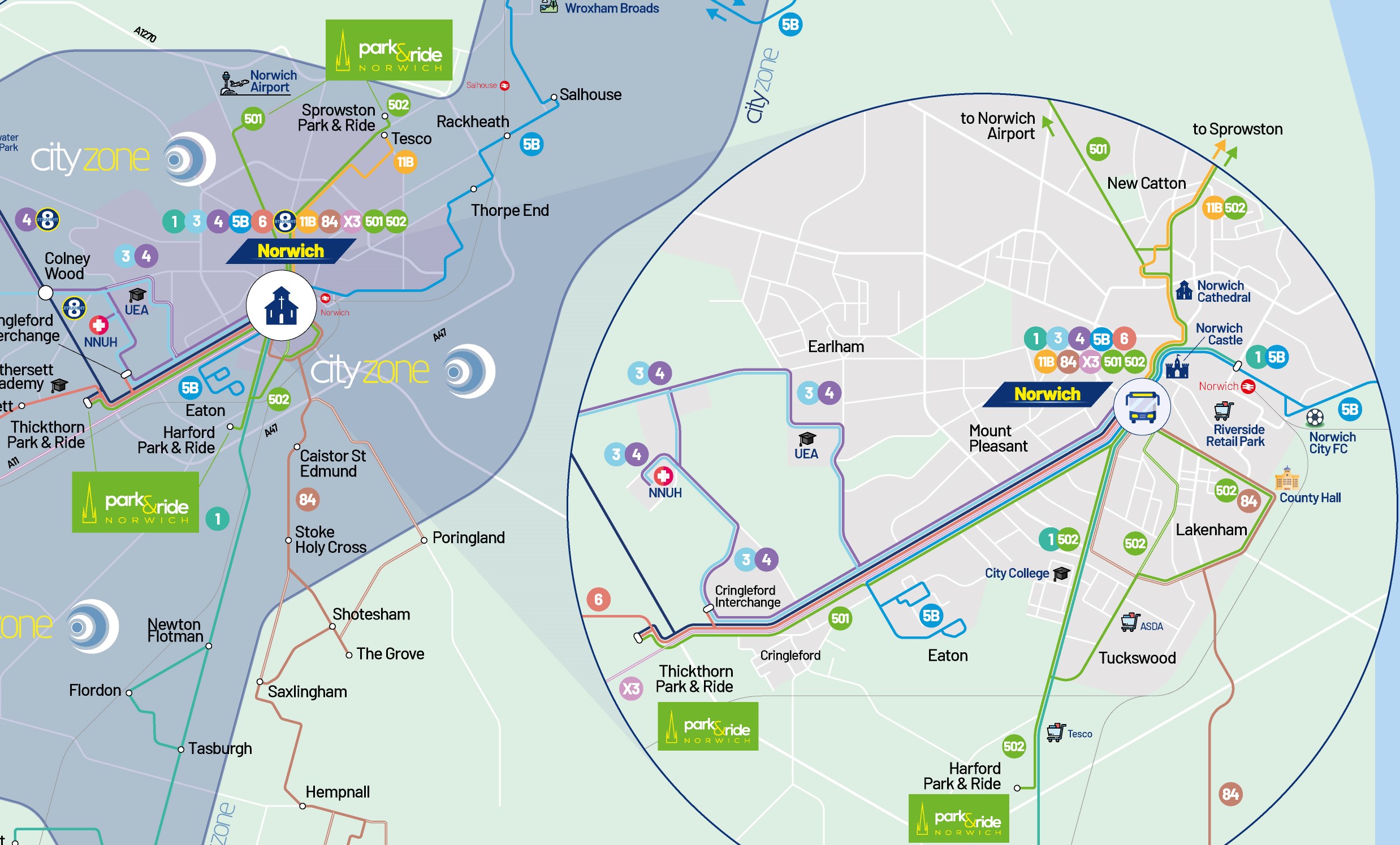 Directions To Park And Ride Norwich Park And Ride - Site Information - Konectbus