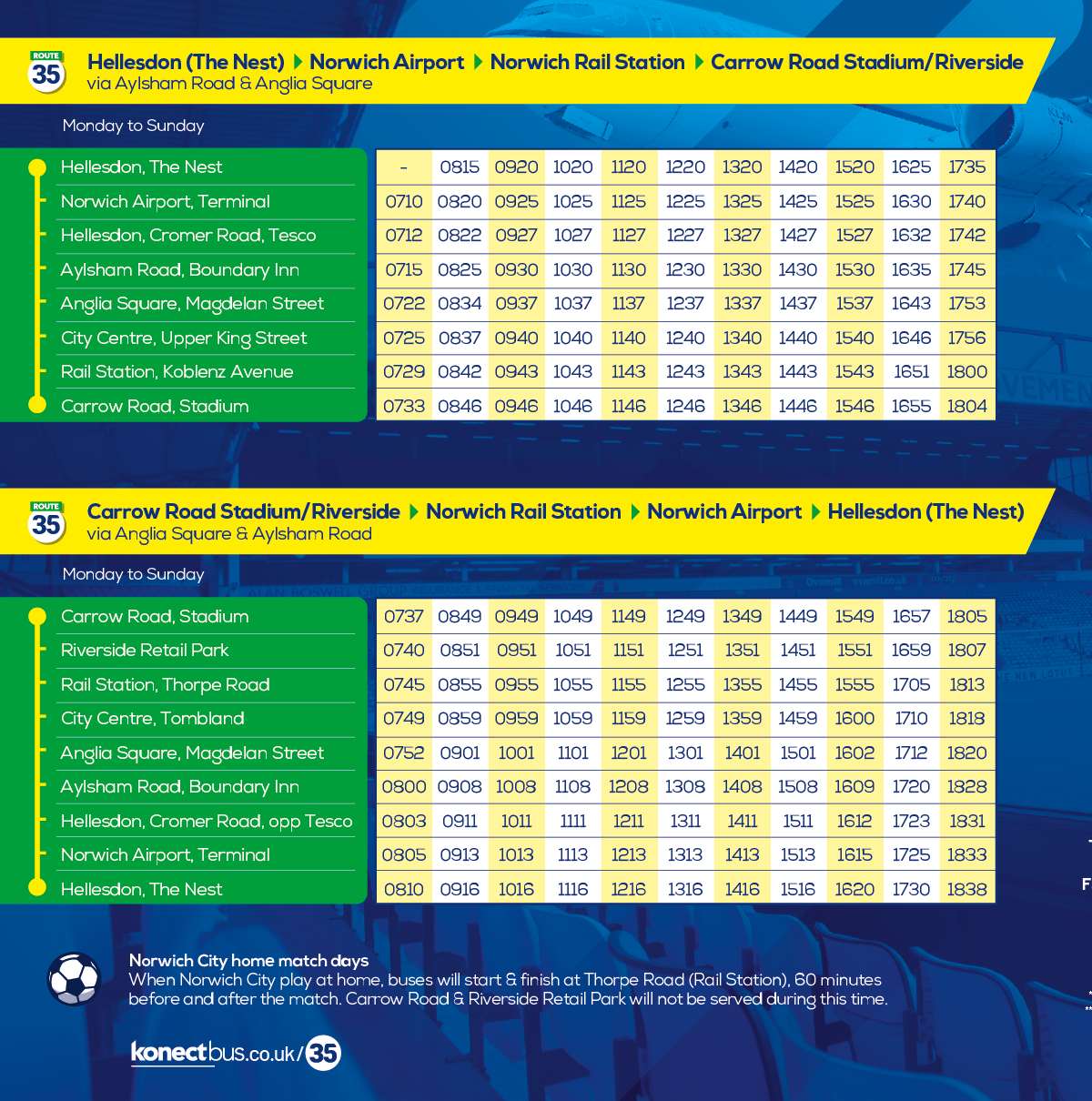 Canary Konect Timetable 