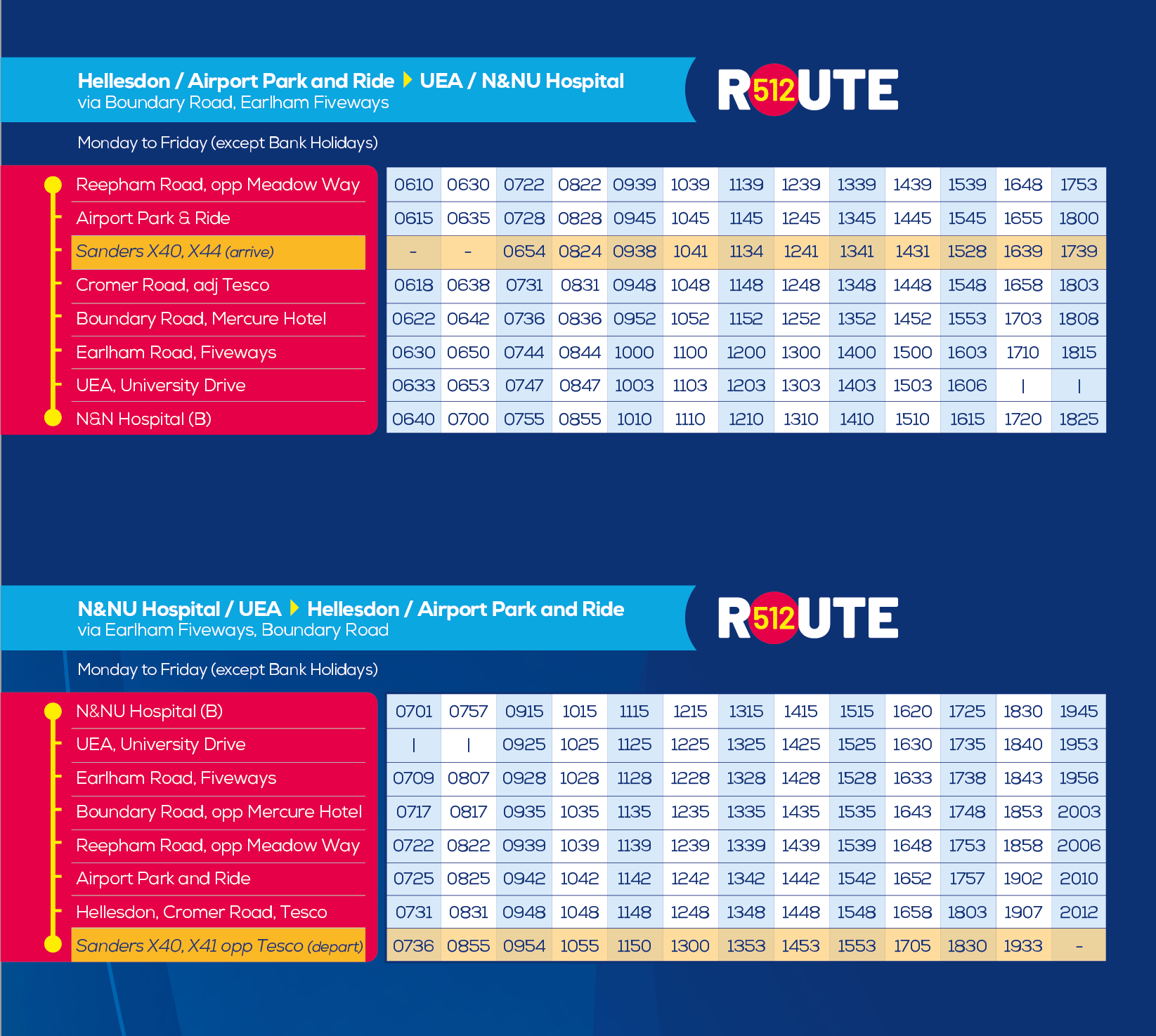 Route 512 timetable 